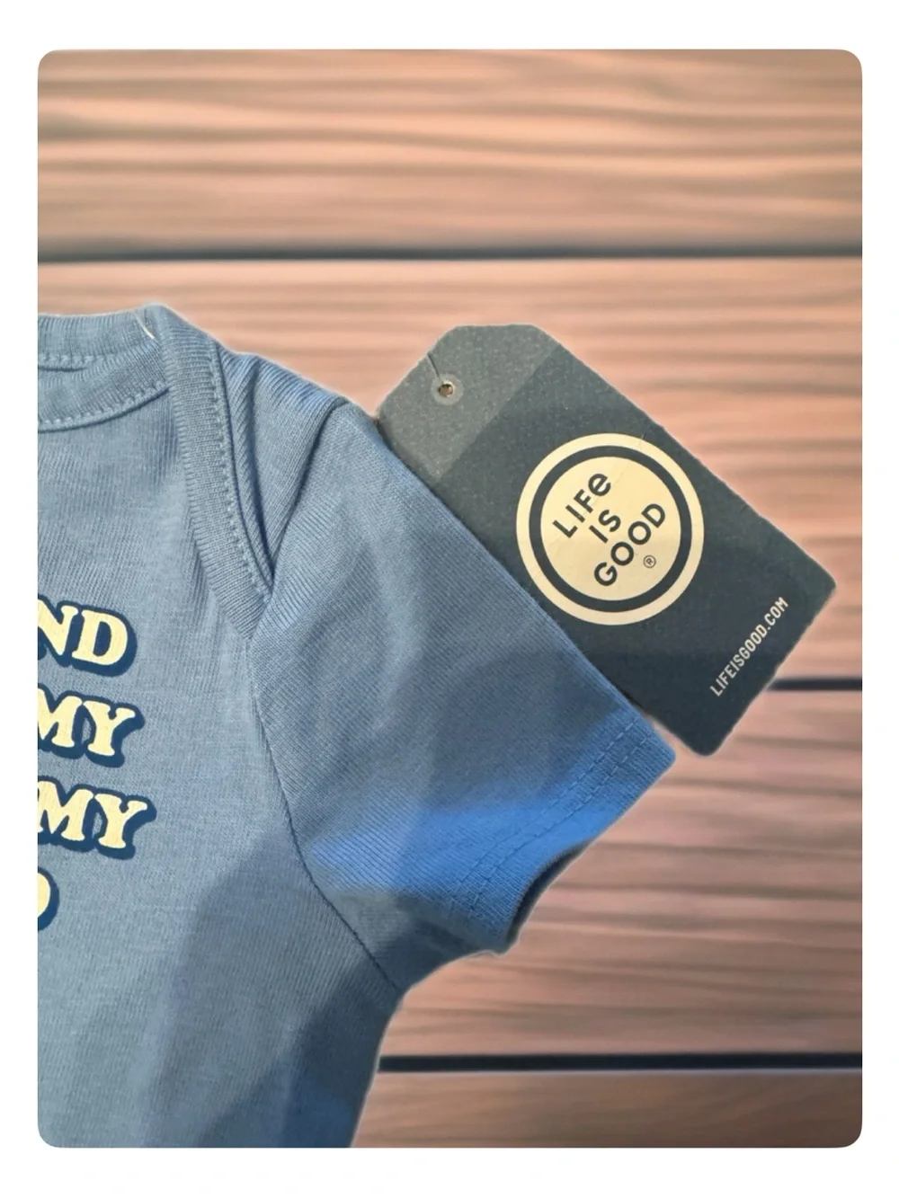Life Is Good Blue Baby One-Piece Bodysuit with 'Got My Mind On My Mommy' Text